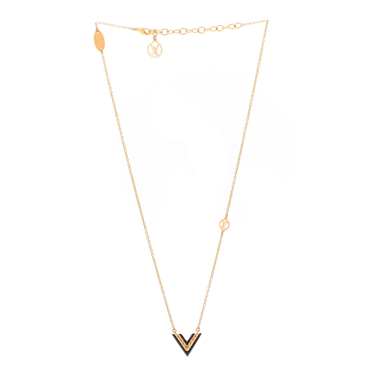 Essential Studded V Necklace Gold Black