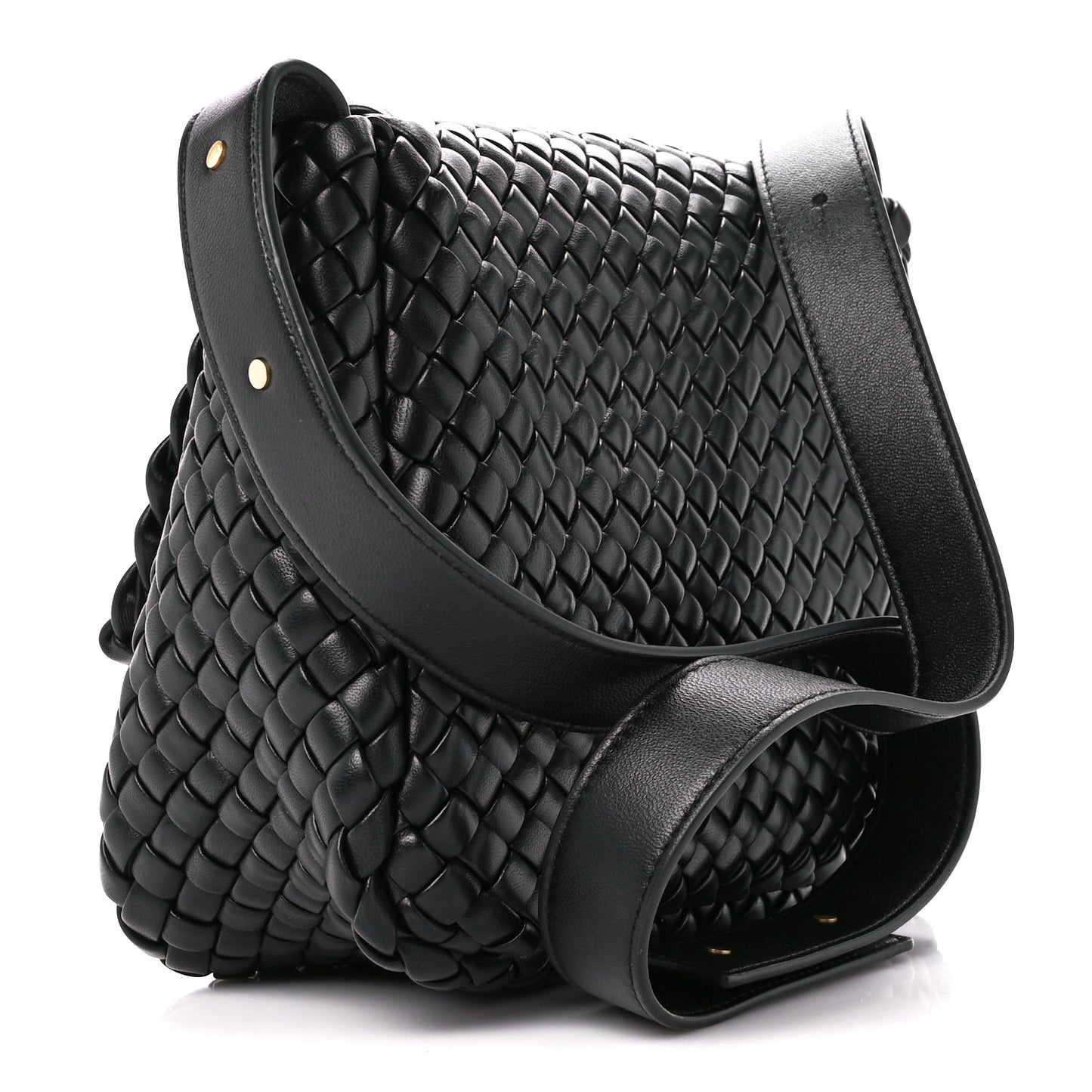 Nappa Intrecciato Small Cobble Shoulder Bag Black