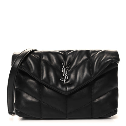 Saint Laurent Calfskin Quilted Toy Loulou Puffer Monogram Monochrome Chain Satchel Black 1 of 10