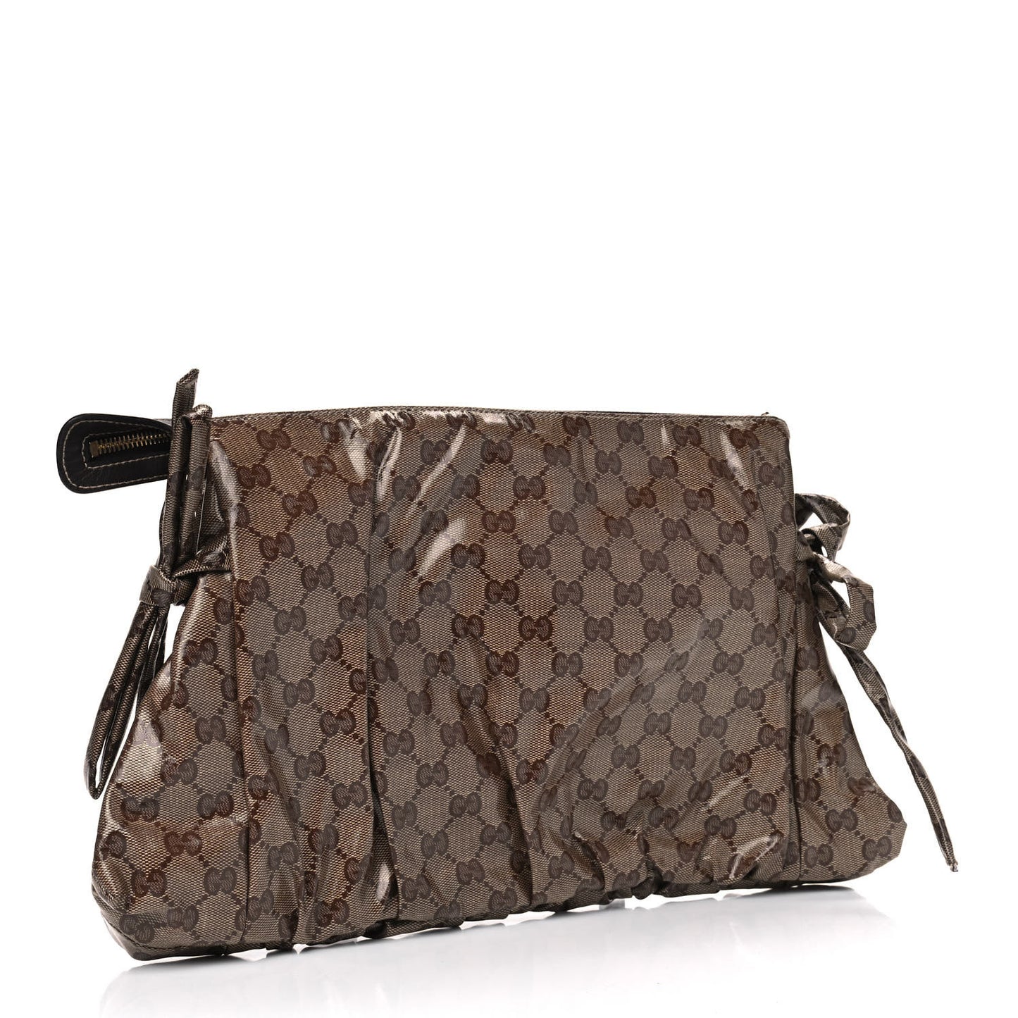 Crystal Monogram Large Hysteria Clutch Brown
