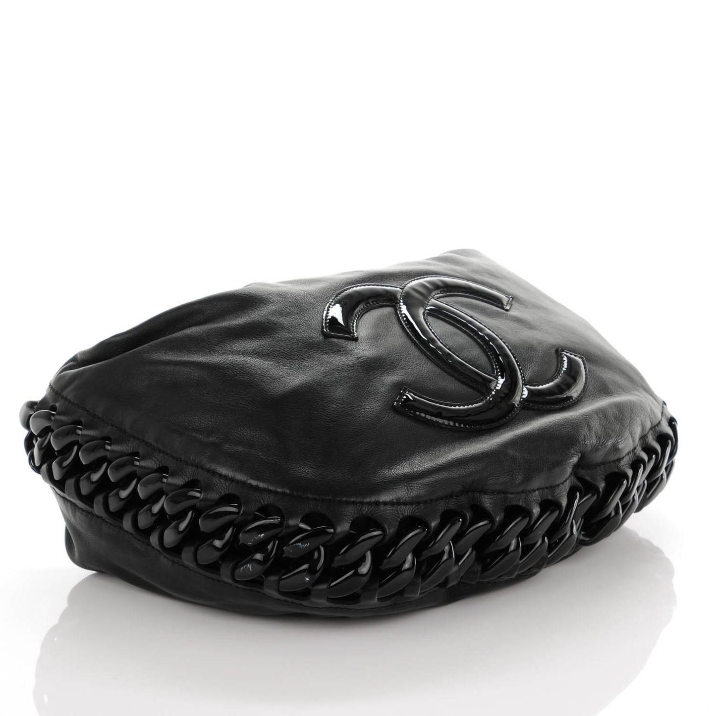 Calfskin Modern Chain Rhodoid Hobo Black