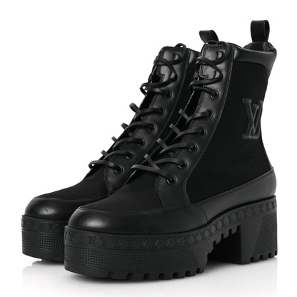 Louis Vuitton Canvas Laureate Platform Desert Boots 38.5 Black 4 of 11