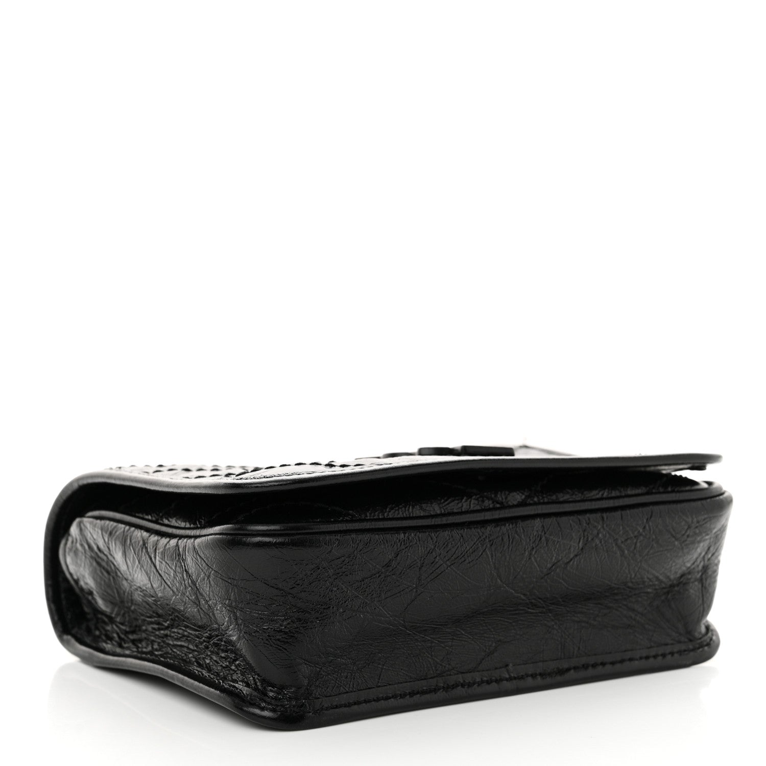 Saint Laurent Crinkled Calfskin Matelasse Monogram Niki Chain Wallet Black 4 of 10