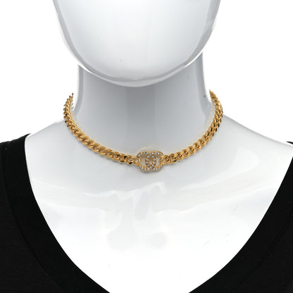 Chanel Crystal Chain Link CC Choker Necklace Gold 2 of 6