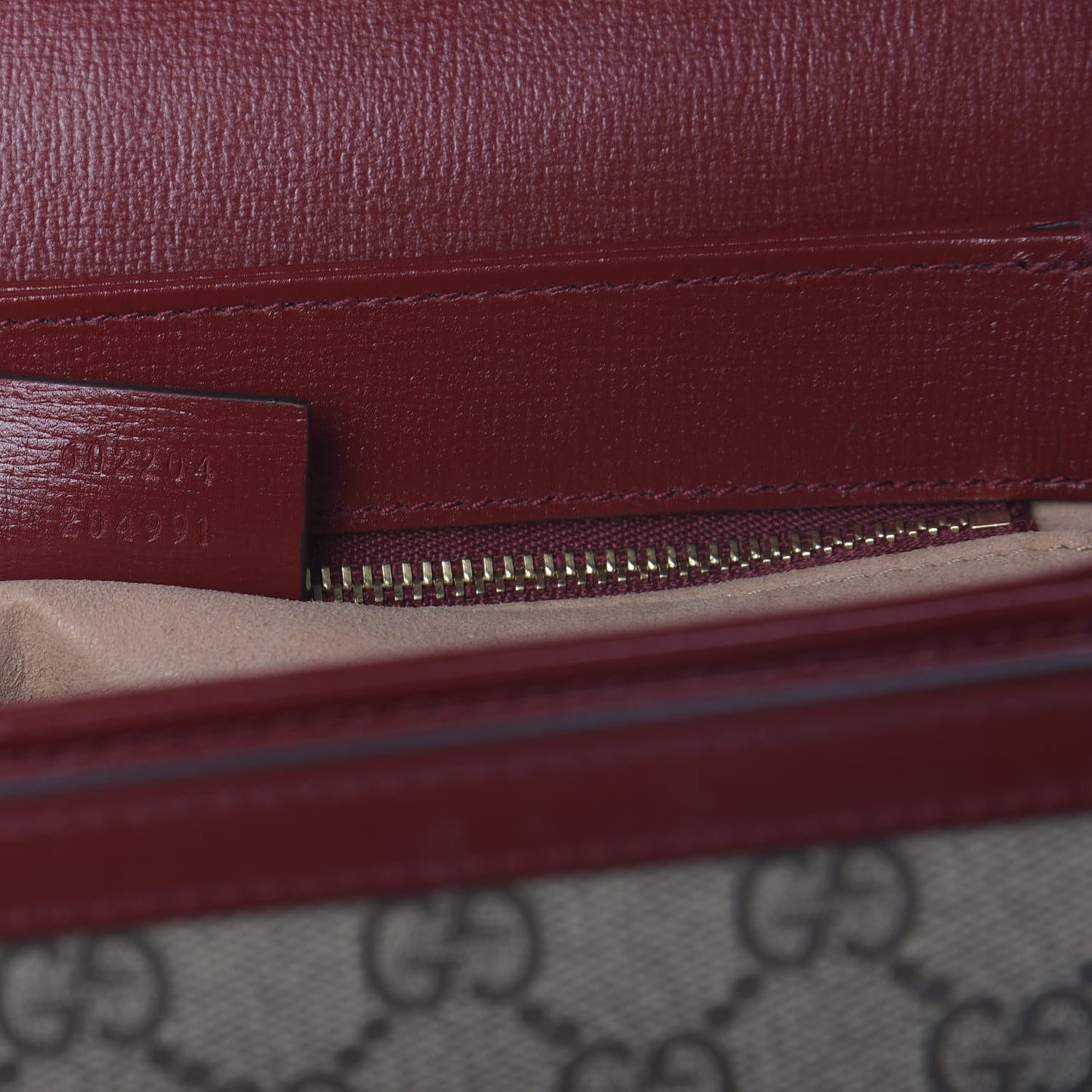 GG Supreme Monogram Azalea Calfskin Horsebit 1955 Shoulder Bag Beige Ebony New Cherry Red