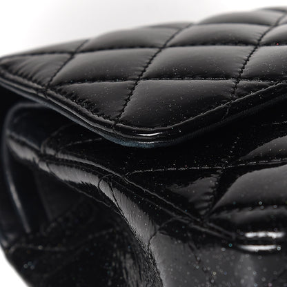 Chanel Patent Quilted Sparkle Glitter Medium Double Flap Black 9 of 15