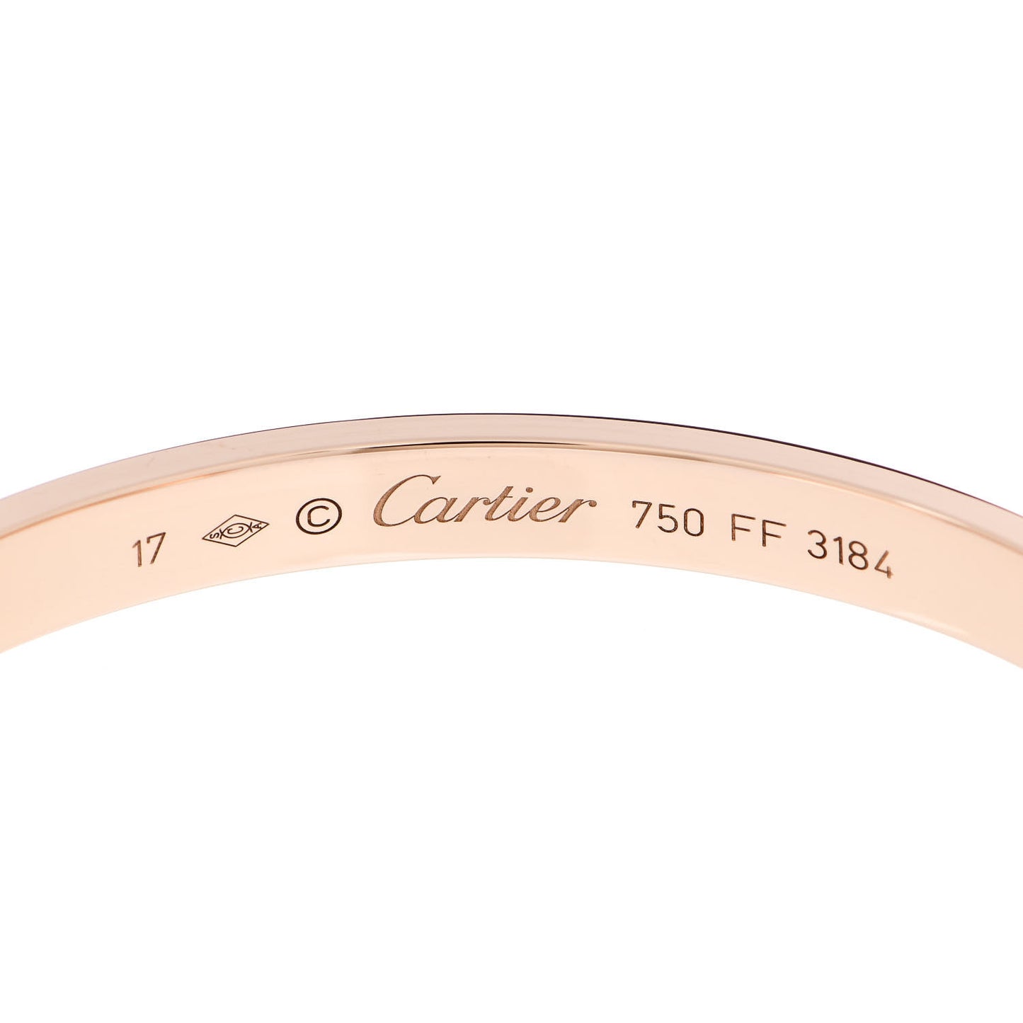 18K Pink Gold LOVE Cuff Bracelet 17