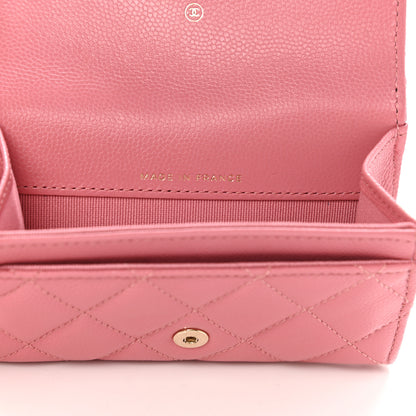 Chanel Caviar Quilted Flap Card Holder Wallet Pink 7 of 8