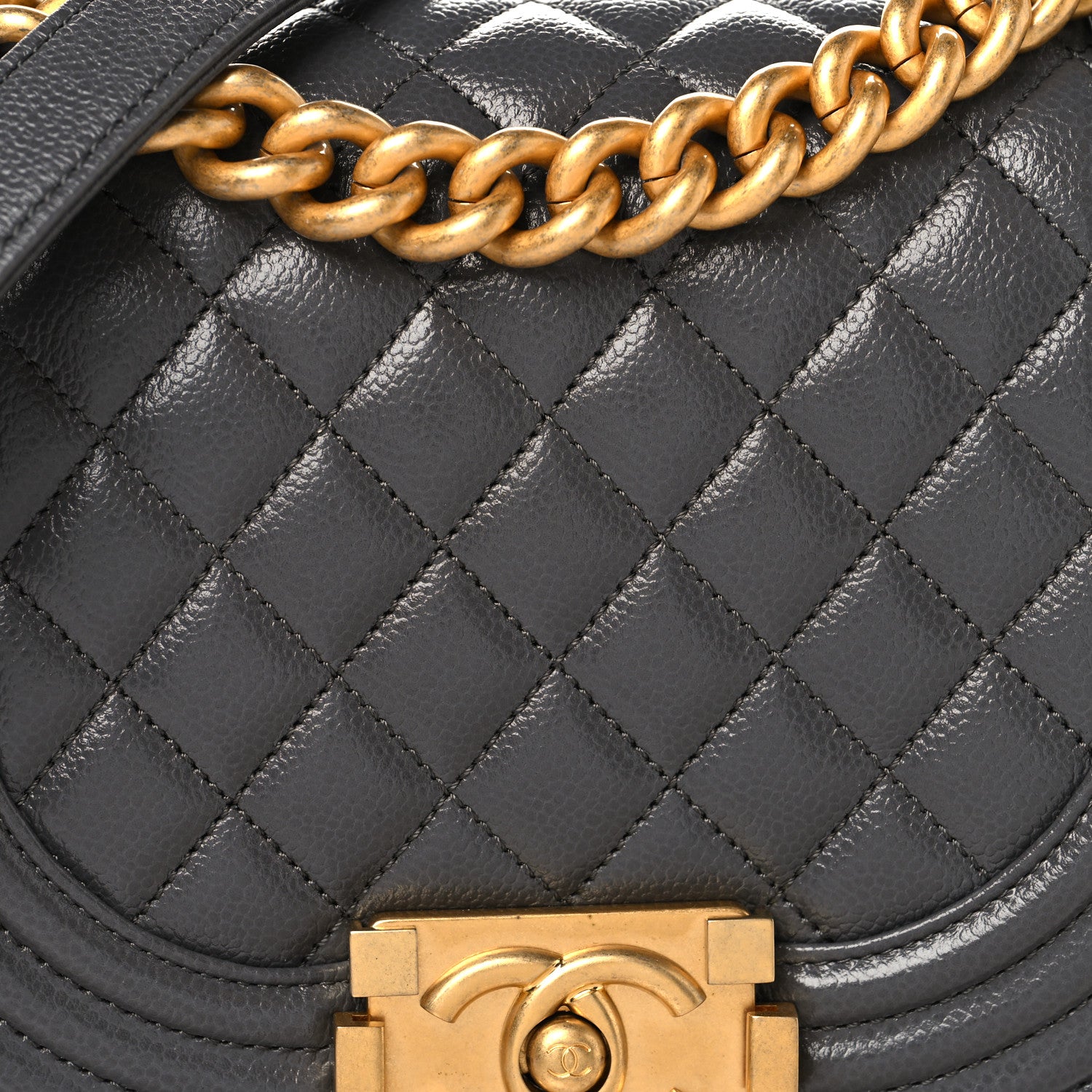 Chanel Caviar Quilted Small Boy Messenger Bag Dark Grey 8 of 10