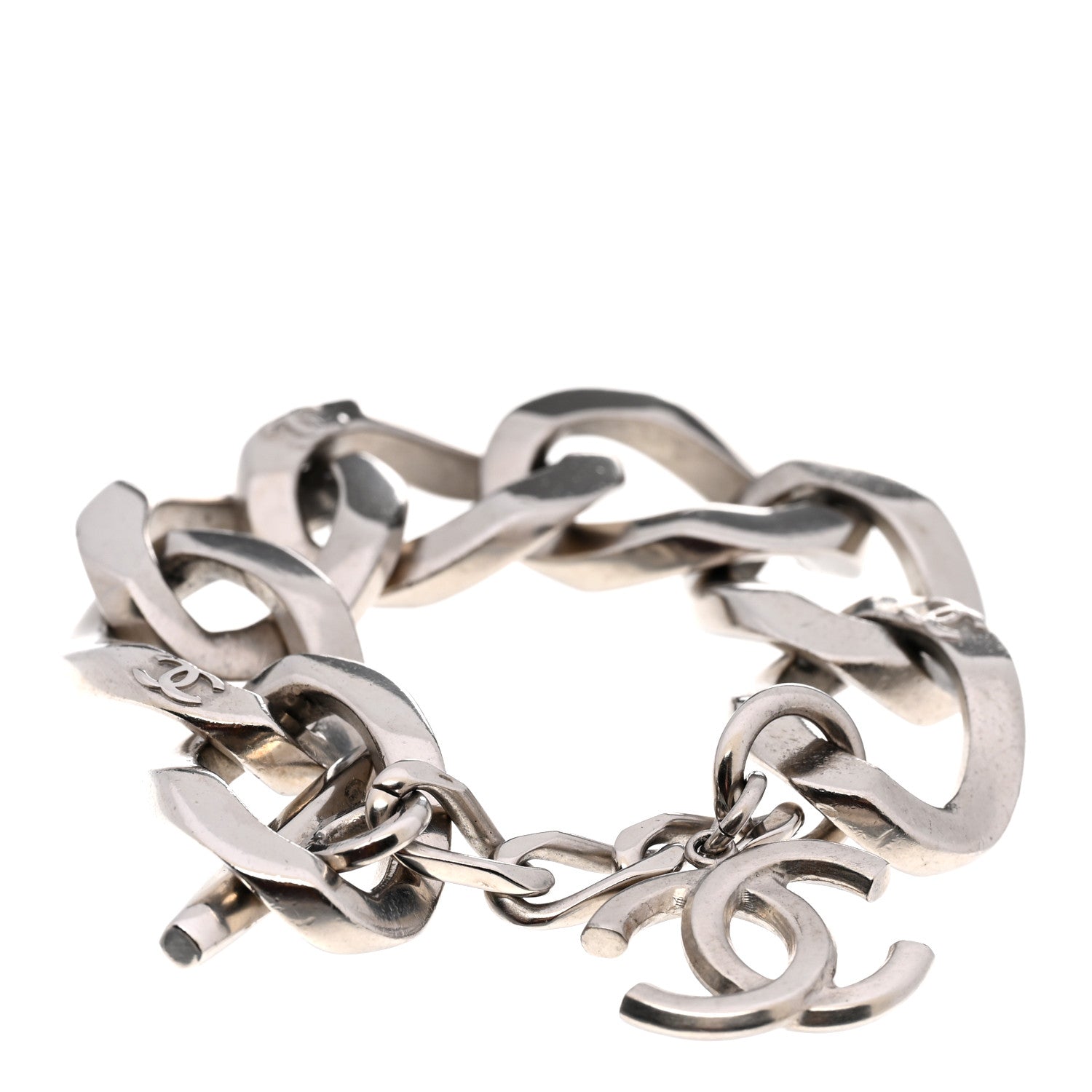 Chanel Metal Chain Link CC Bracelet Silver 3 of 3