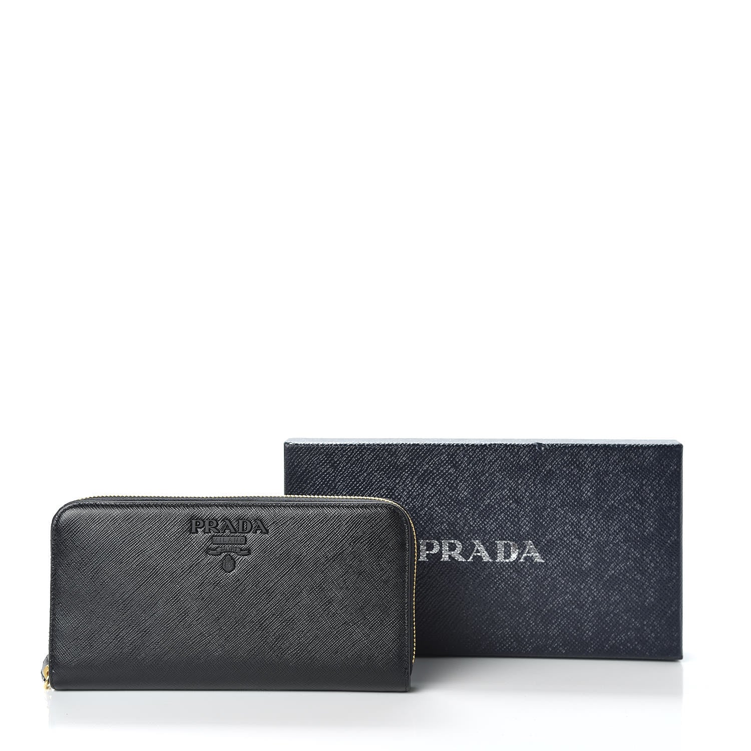 Prada Saffiano Shine Monochrome Zip Around Wallet Black 9 of 9
