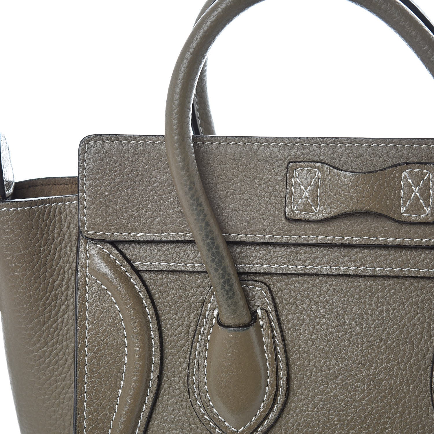 Celine Drummed Calfskin Nano Luggage Souris 5 of 11