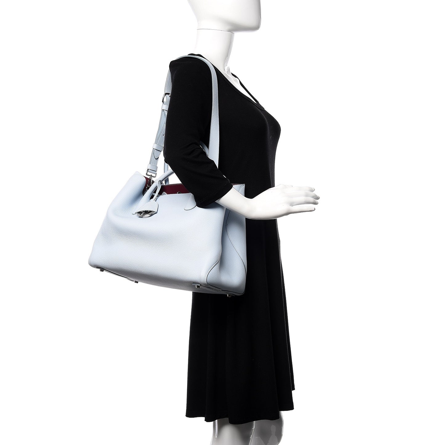 Supple Grained Calfskin Large Open Bar Tote Light Blue