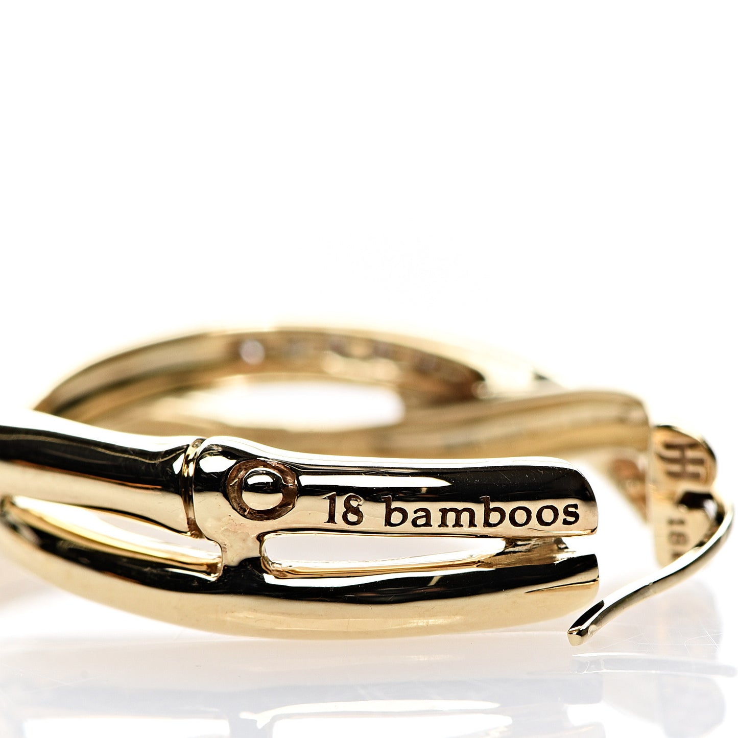 18K Yellow Gold Diamond Bamboo Hoop Earrings
