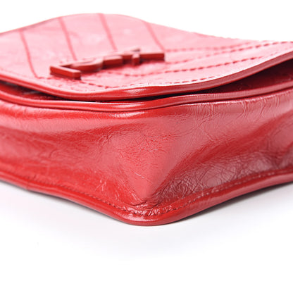 Saint Laurent Crinkled Calfskin Matelasse Monogram Niki Chain Wallet Red 10 of 11