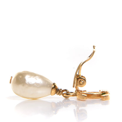 Chanel Pearl Drop CC Clip On Earrings Gold 2 of 5