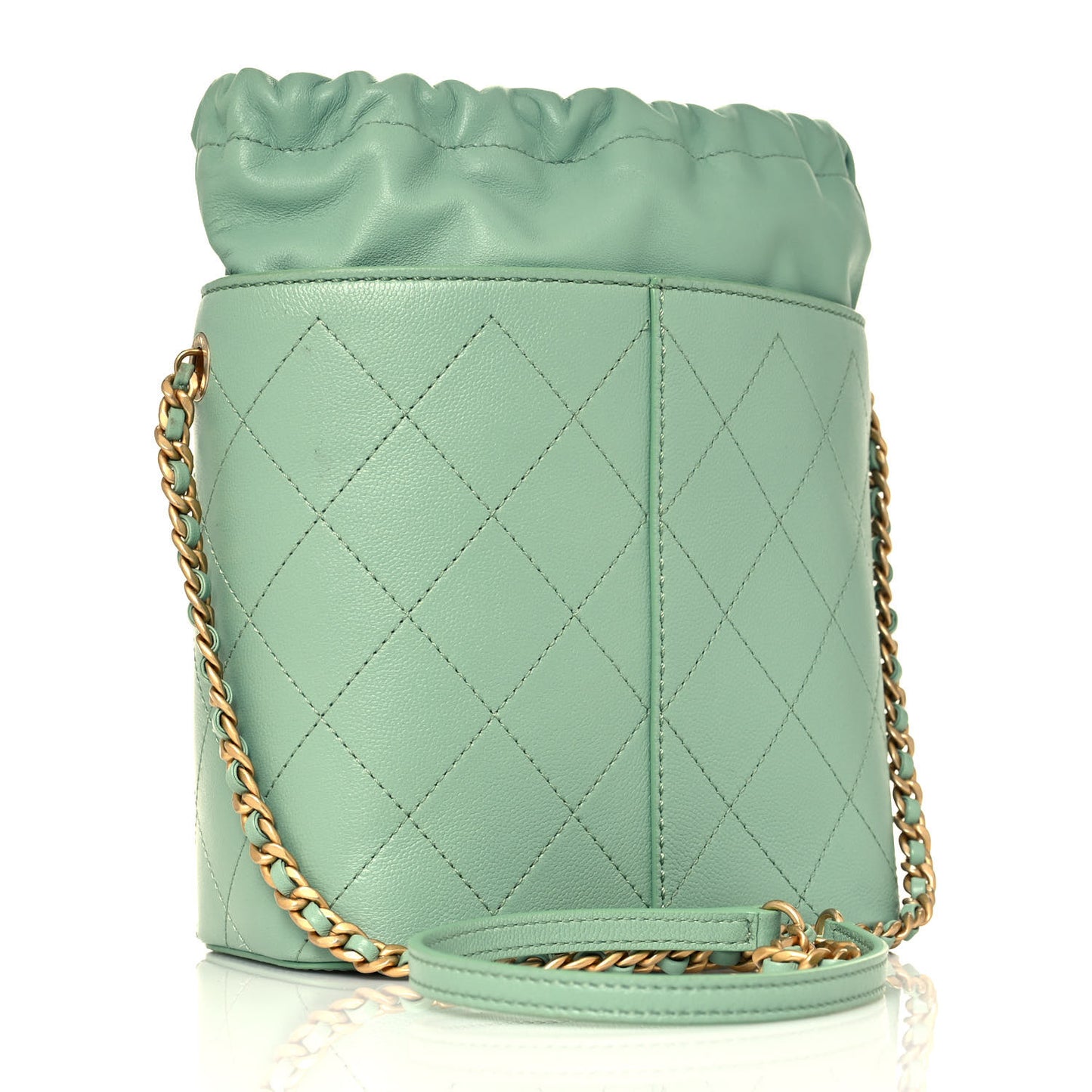 Caviar Bucket Drawstring Bag Light Green