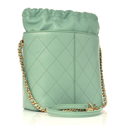 Chanel Caviar Bucket Drawstring Bag Light Green 3 of 11