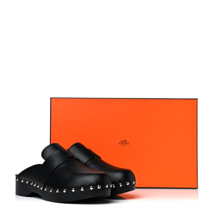 Hermes Calfskin Calya Mules 38 Black 11 of 11
