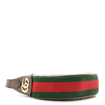 Gucci GG Supreme Monogram Textured Calfskin Web Mini Ophidia Half Moon Hobo Beige Ebony New Acero 4 of 10