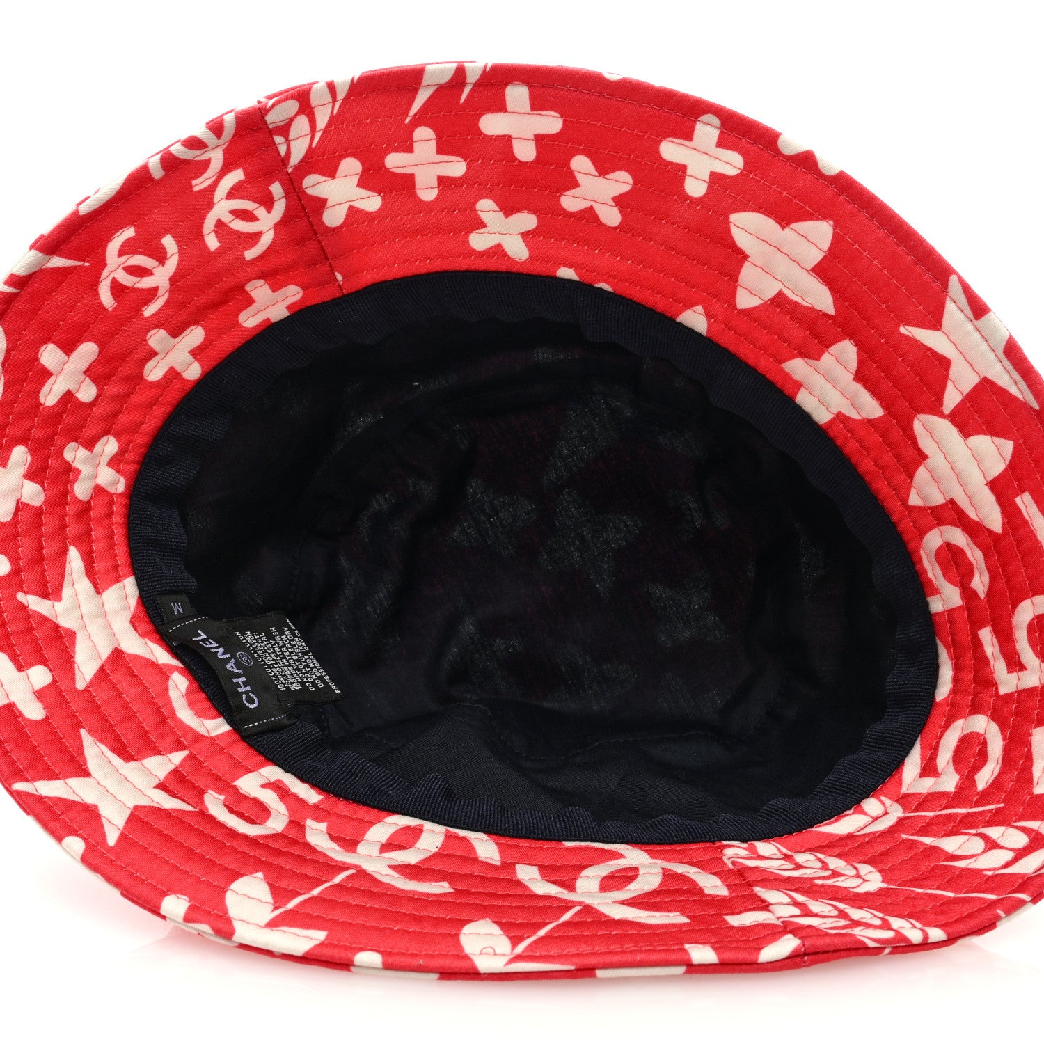 Chanel Cotton CC Cloche Bucket Hat M Coral White 6 of 7