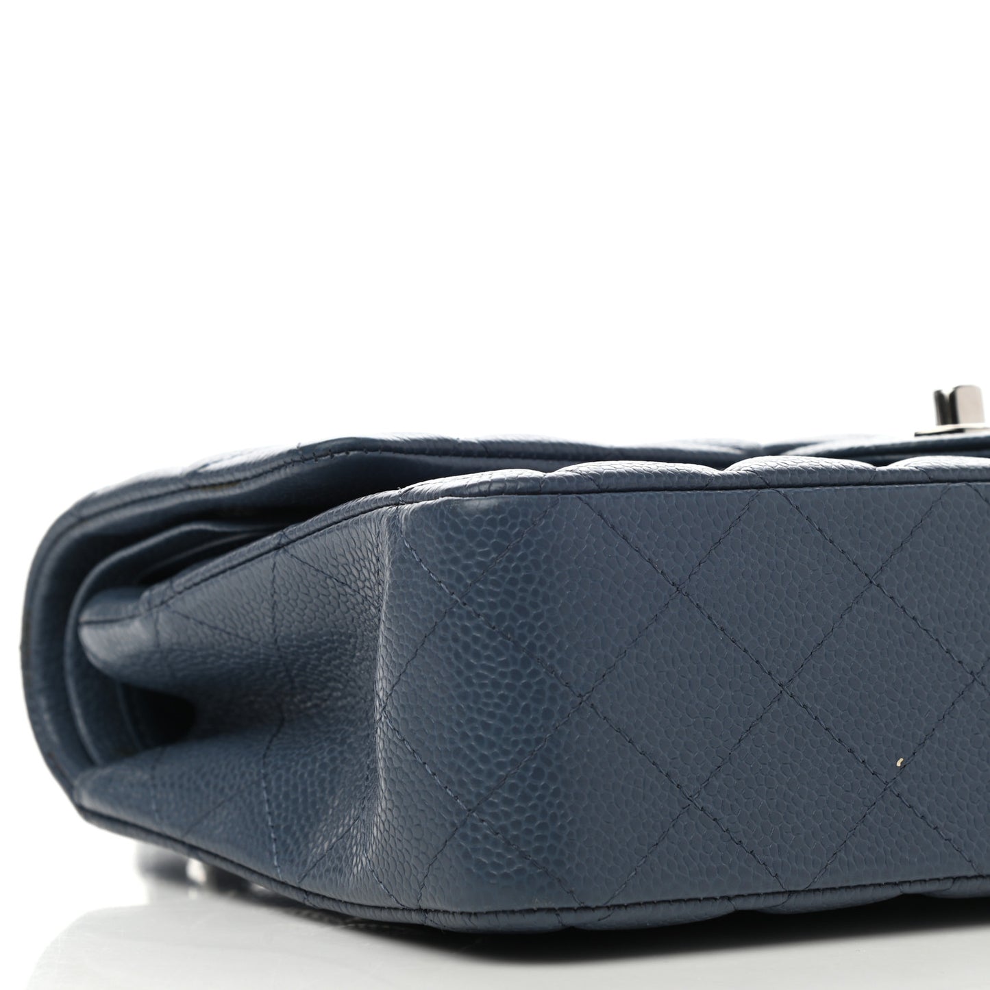 Caviar Quilted Medium Double Flap Blue