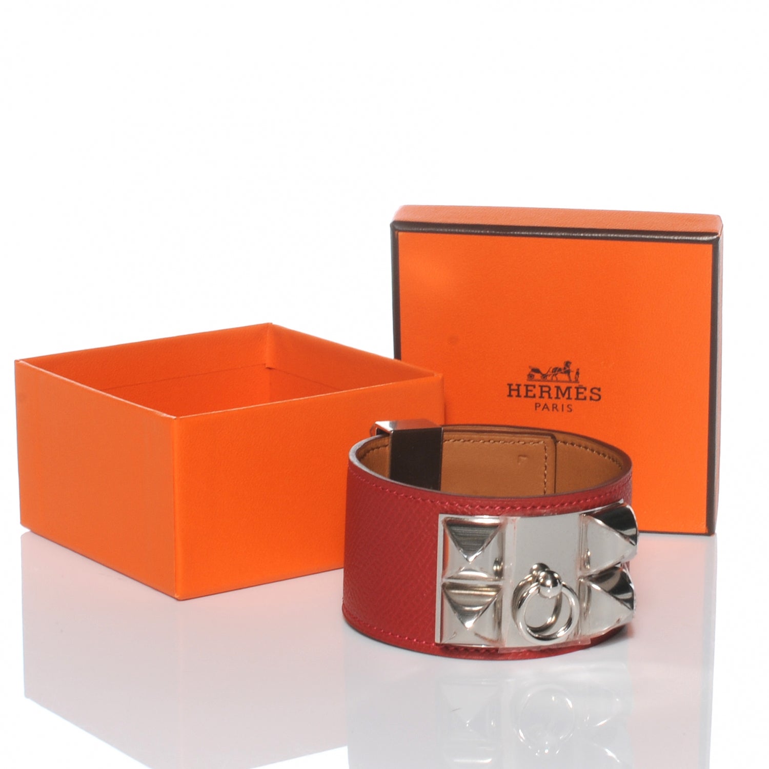 Hermes Epsom Collier de Chien CDC Bracelet L Rouge Casaque 5 of 7