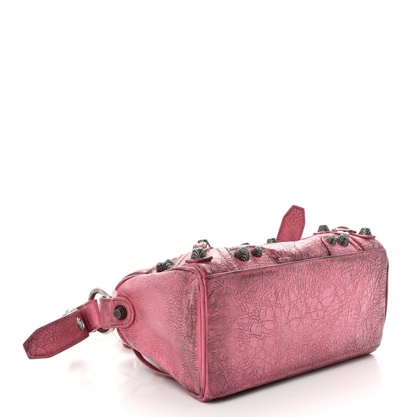 Agneau Arena Dirty Effect Mini Le Cagole Duffle Crossbody Bag Sweet Pink