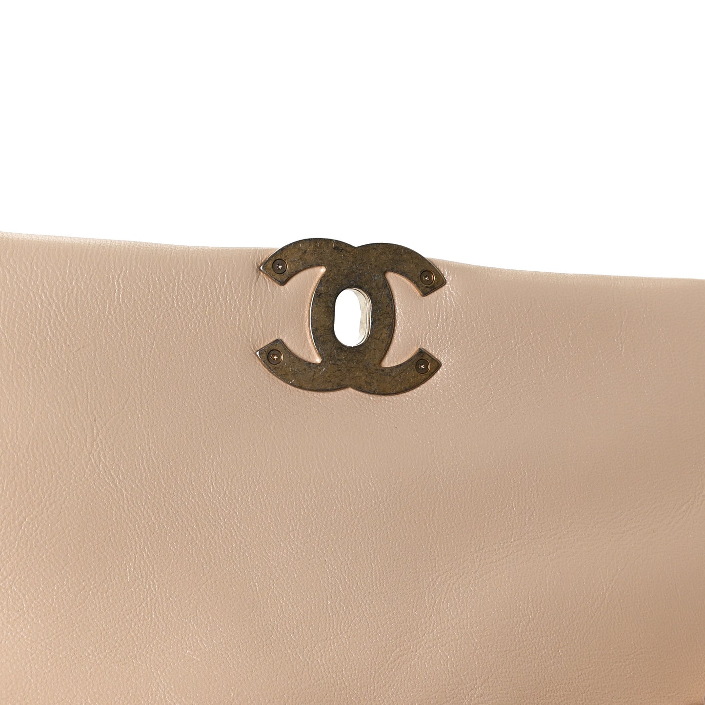 Shiny Goatskin Quilted Medium Chanel 19 Flap Beige
