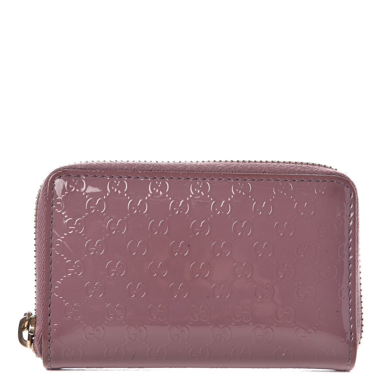 Gucci Patent Microguccissima Zip Around Card Case Mauve 1 of 10