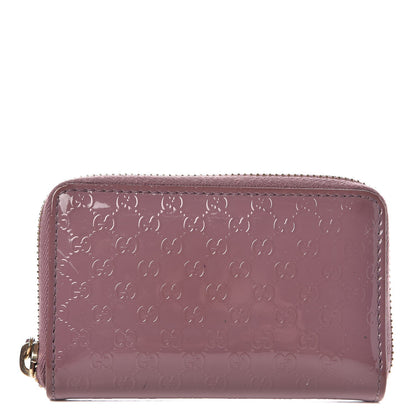 Gucci Patent Microguccissima Zip Around Card Case Mauve 1 of 10