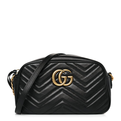 Gucci Calfskin Matelasse Small GG Marmont Chain Shoulder Bag Black 1 of 9