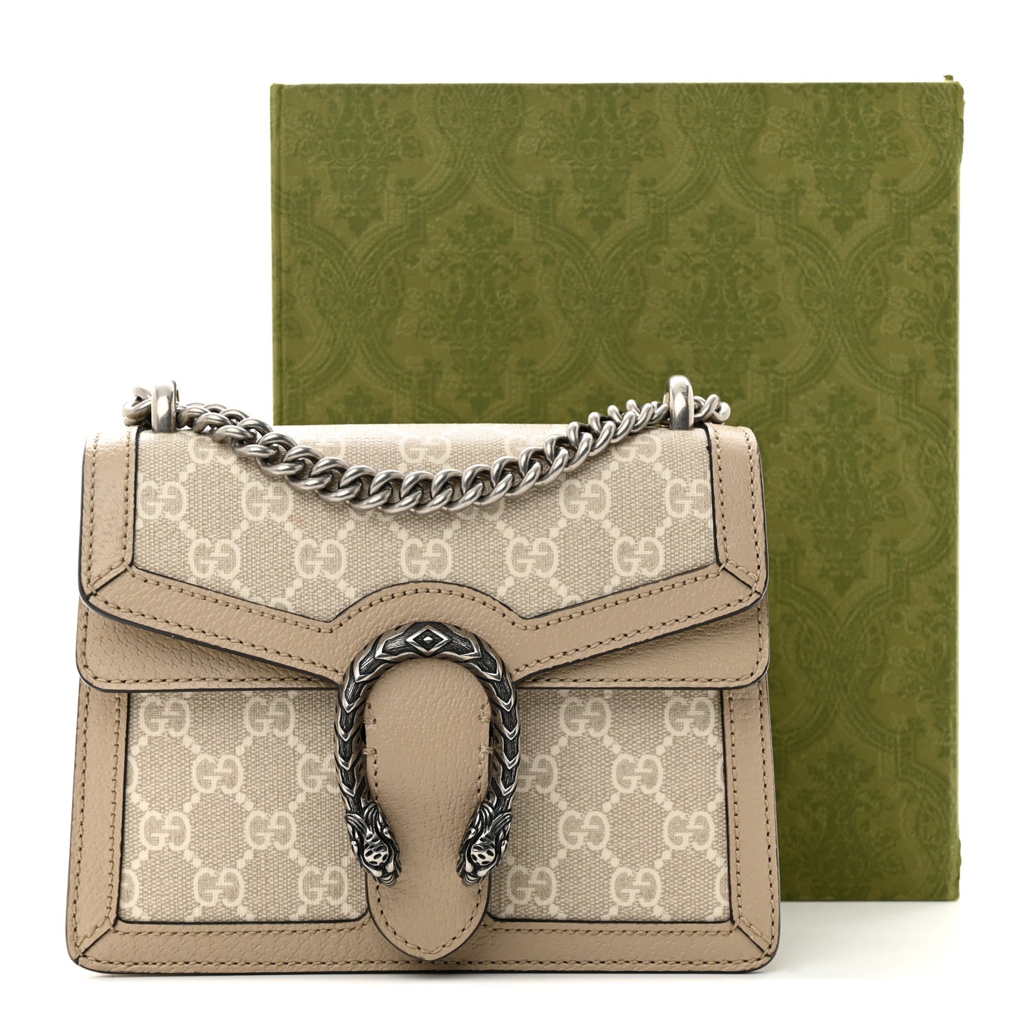 GG Supreme Monogram Textured Dollar Calfskin Mini Dionysus Shoulder Bag Beige Mystic White Oatmeal