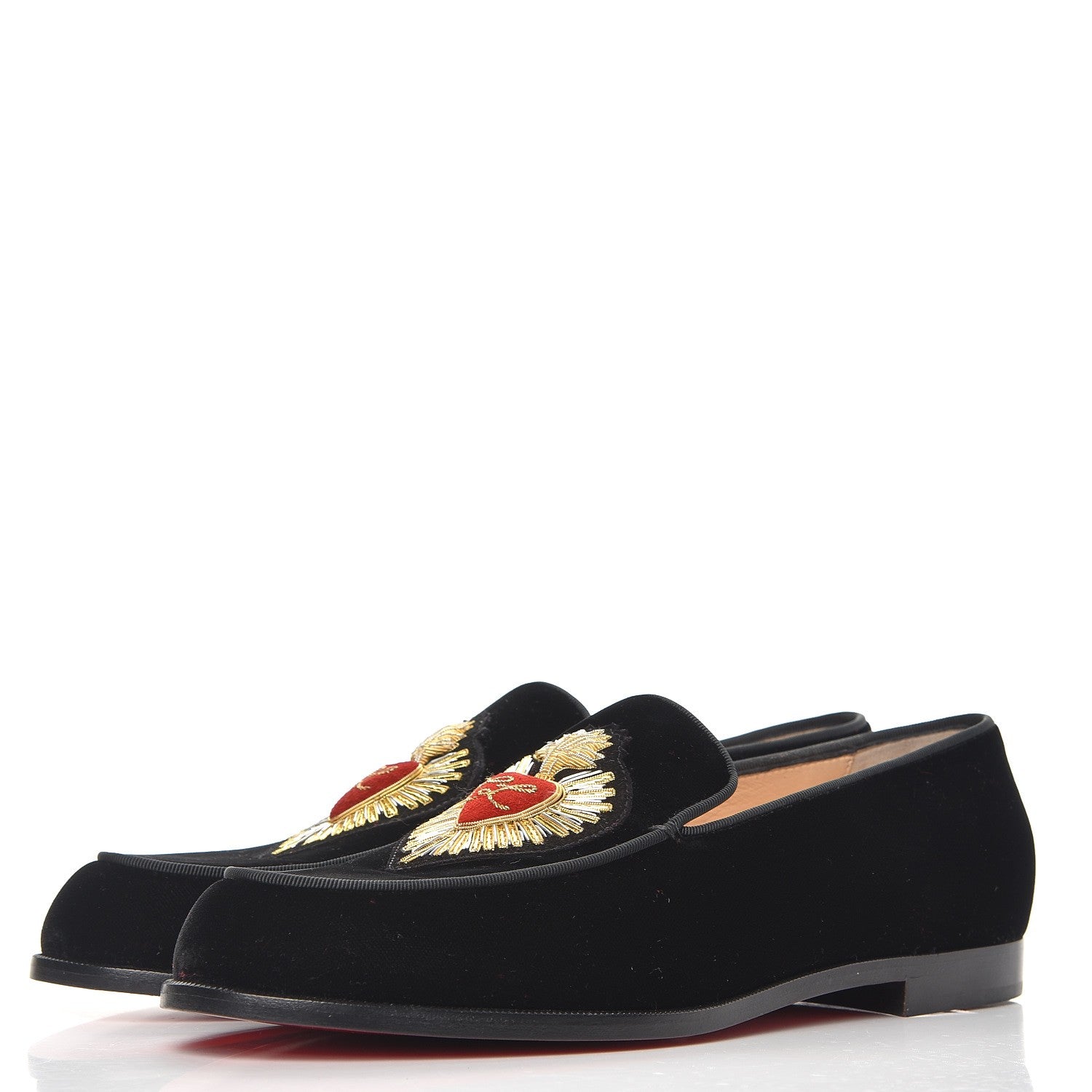 Christian Louboutin Velvet Perou Corazon Flats 39.5 Black 3 of 7