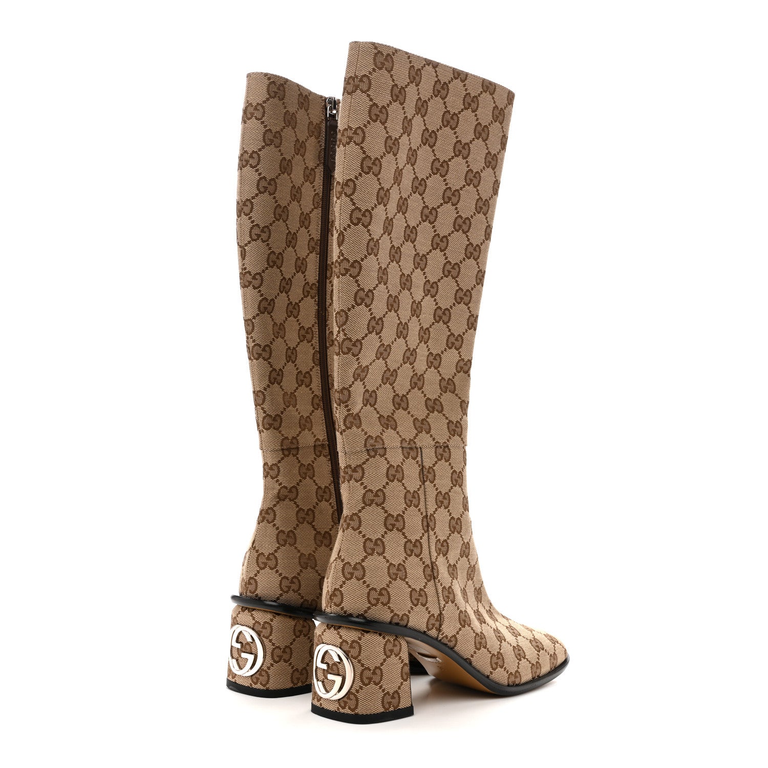 Gucci GG Supreme Knee High Boots 35 Beige Ebony New Acero 4 of 8
