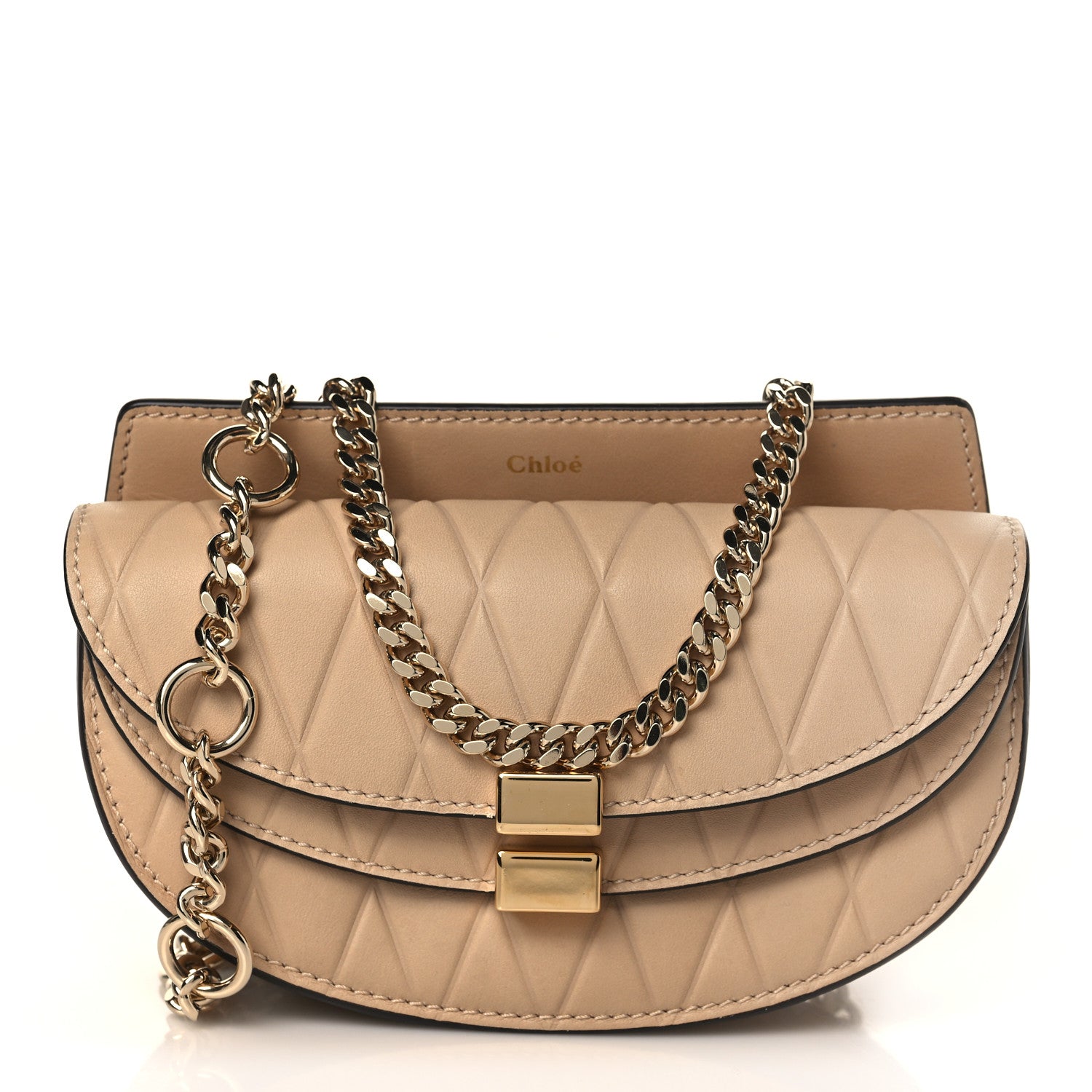 Chloe Calfskin Embossed Nano Georgia Crossbody Bag Sand 1 of 9