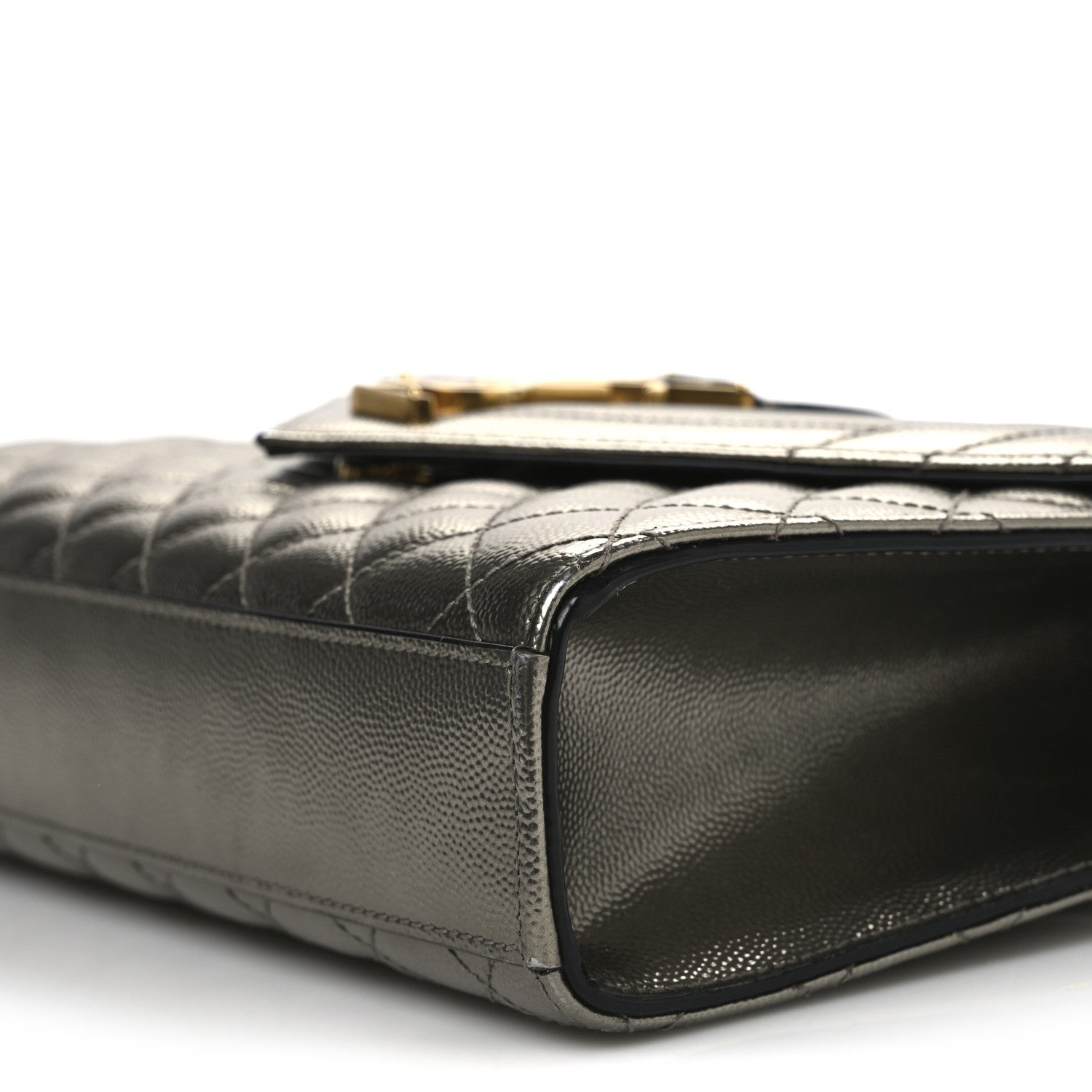 Saint Laurent Grain De Poudre Textured Mixed Matelasse Medium Triquilt Monogram Satchel Piombo 9 of 13