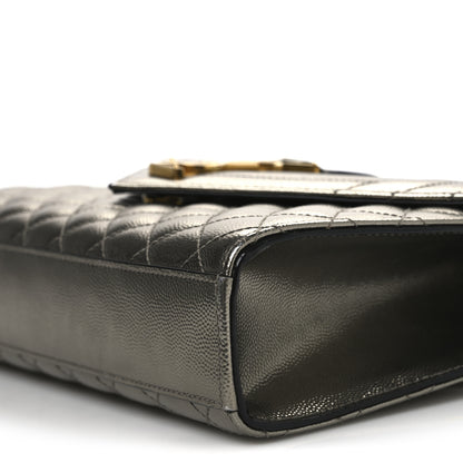 Saint Laurent Grain De Poudre Textured Mixed Matelasse Medium Triquilt Monogram Satchel Piombo 9 of 13