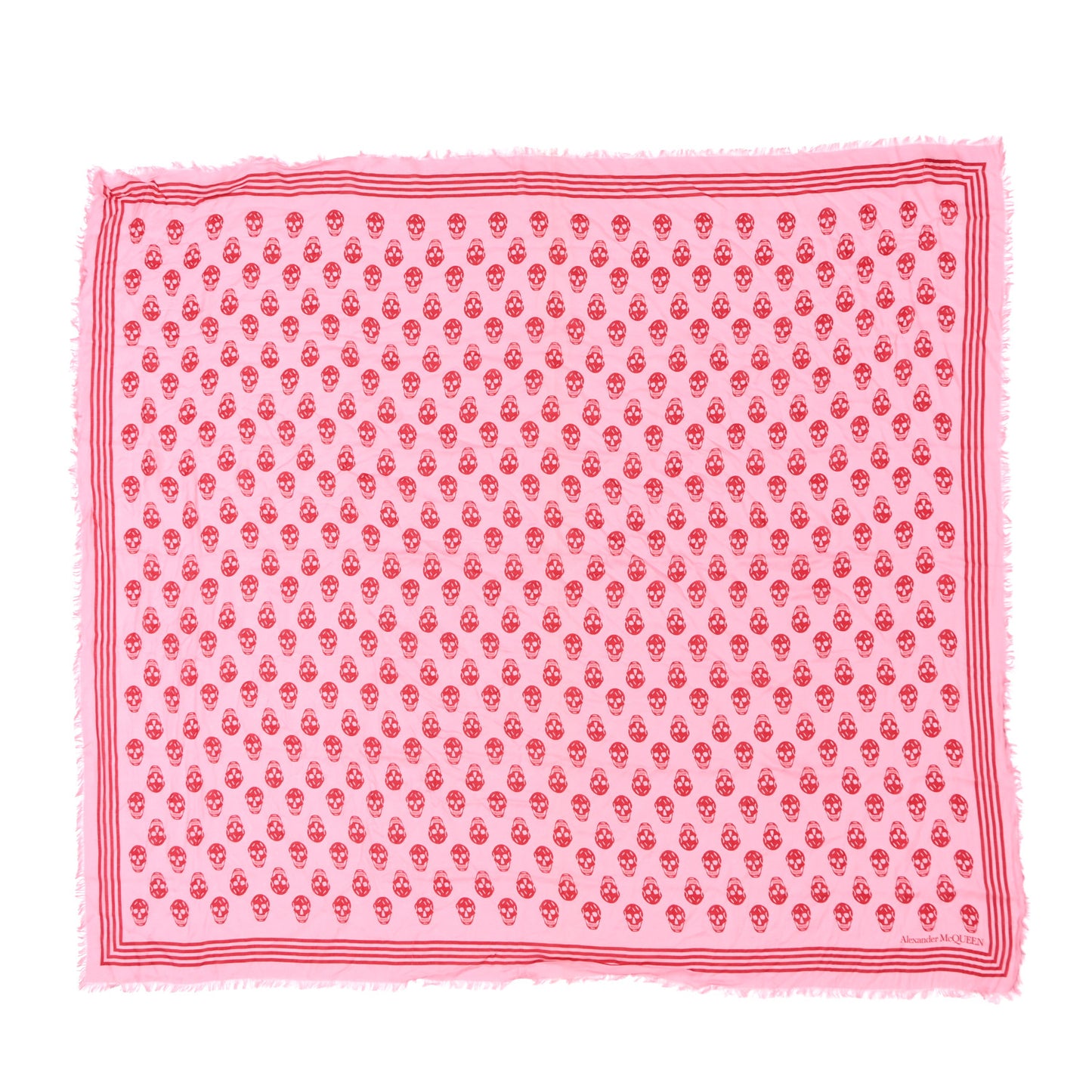 Silk Skull Scarf Pink Red