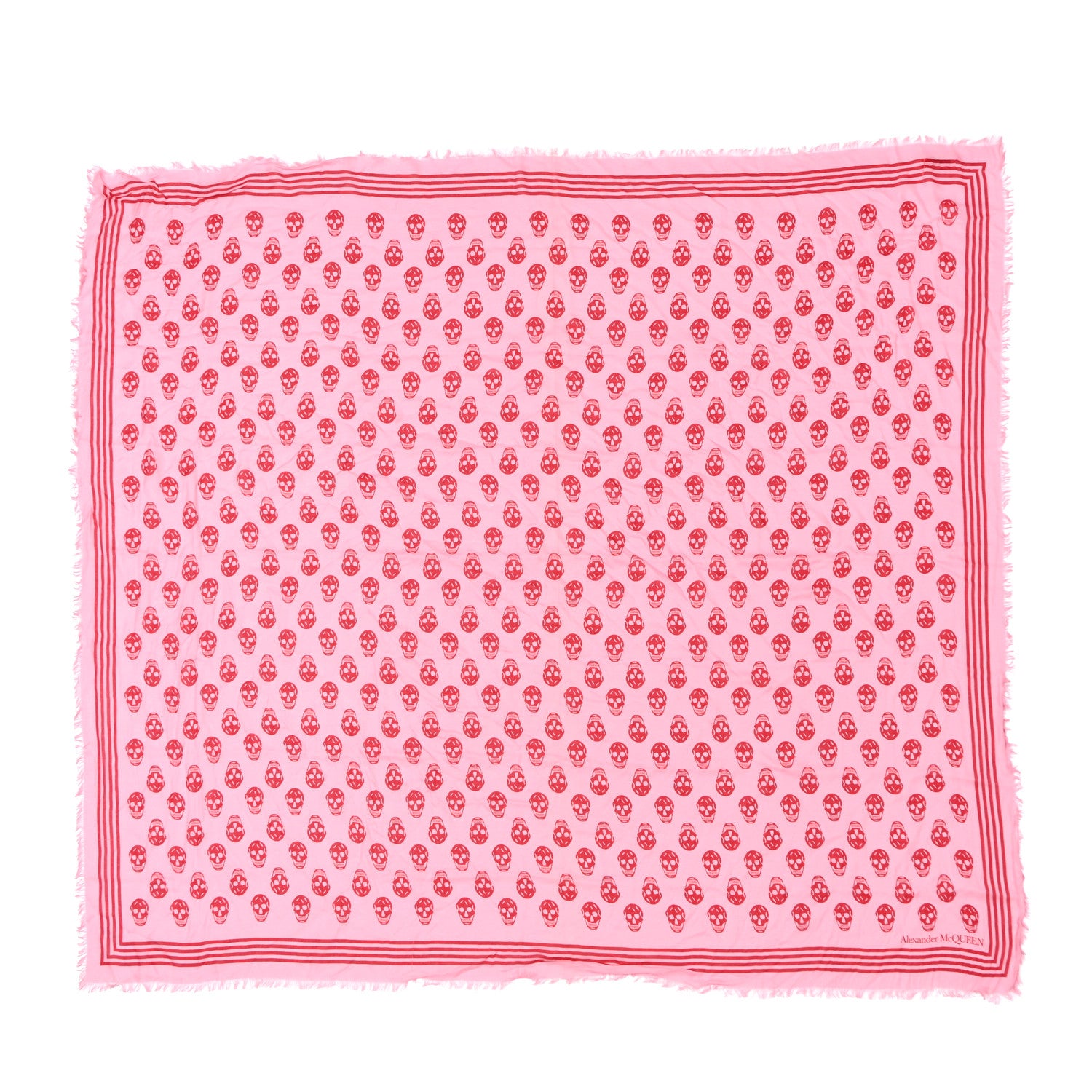 Alexander McQueen Silk Skull Scarf Pink Red 1 of 8