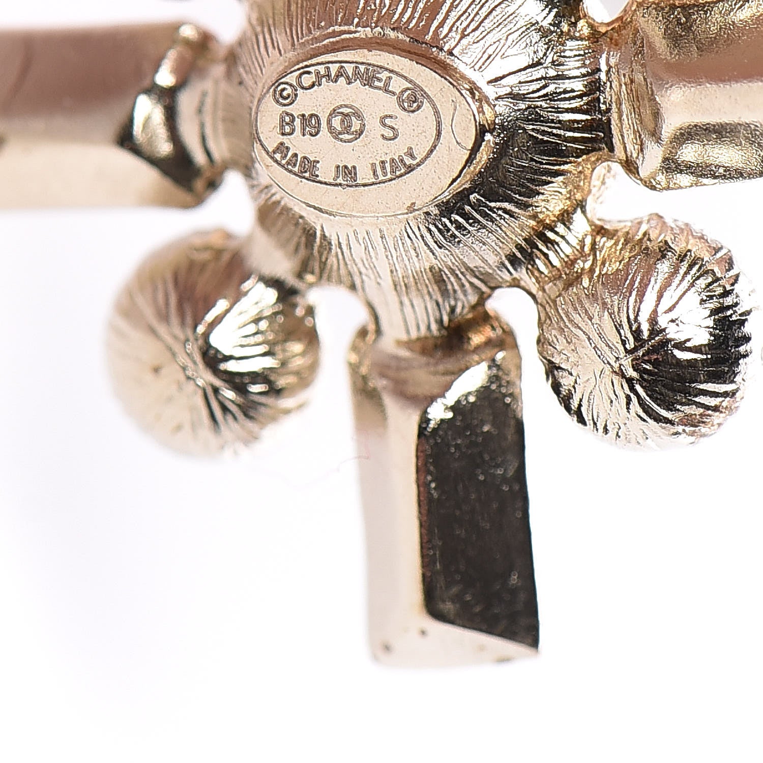 Chanel Crystal Baguette Pearl Sparkling Pearl CC Drop Earrings Light Gold 4 of 4