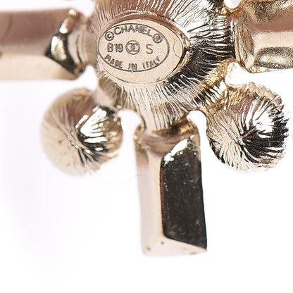 Chanel Crystal Baguette Pearl Sparkling Pearl CC Drop Earrings Light Gold 4 of 4