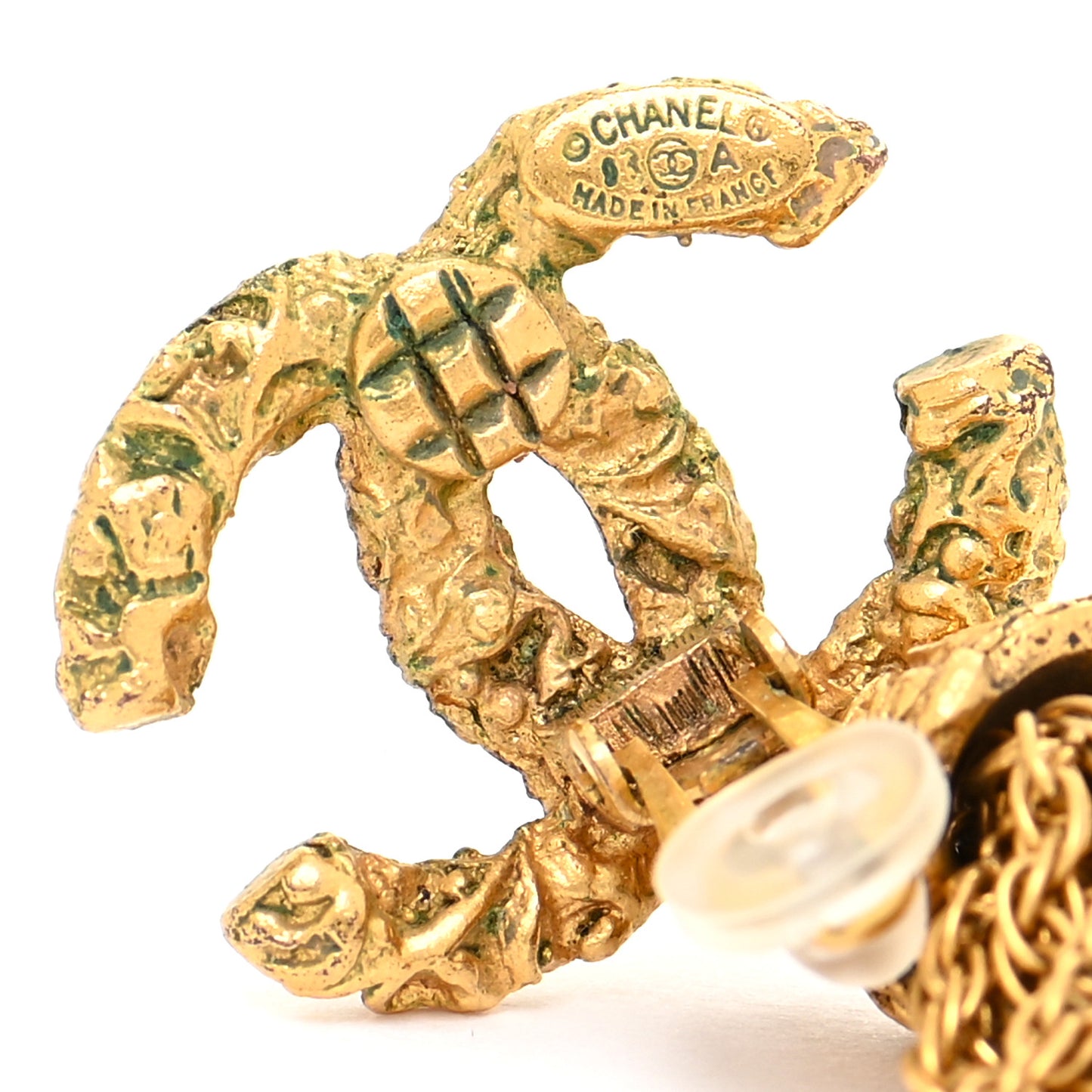 CC Chain Tassel Clip On Earrings Gold