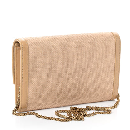 Saint Laurent Micro Raffia Monogram Uptown Chain Wallet Natural Hay Blush 4 of 9
