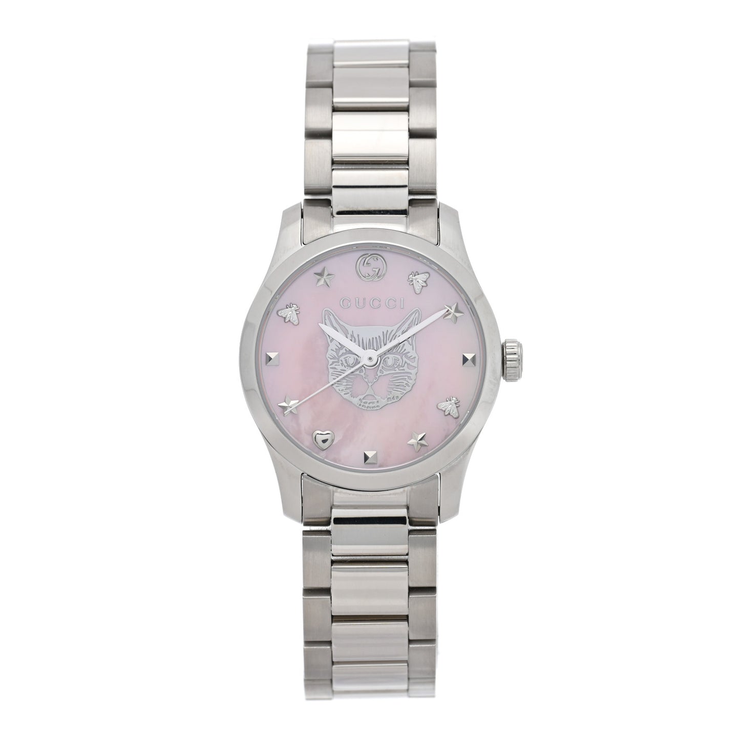 Stainless Steel Pink Mother of Pearl 27mm G-Timeless Cat Quartz Watch
