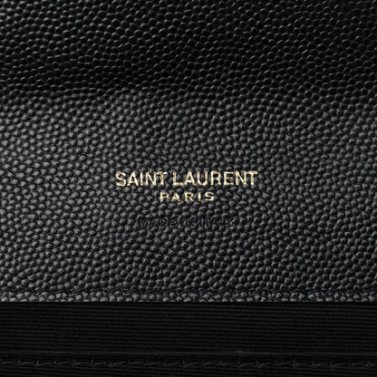 Saint Laurent Grain De Poudre Matelasse Chevron Monogram Envelope Clutch Black 6 of 8