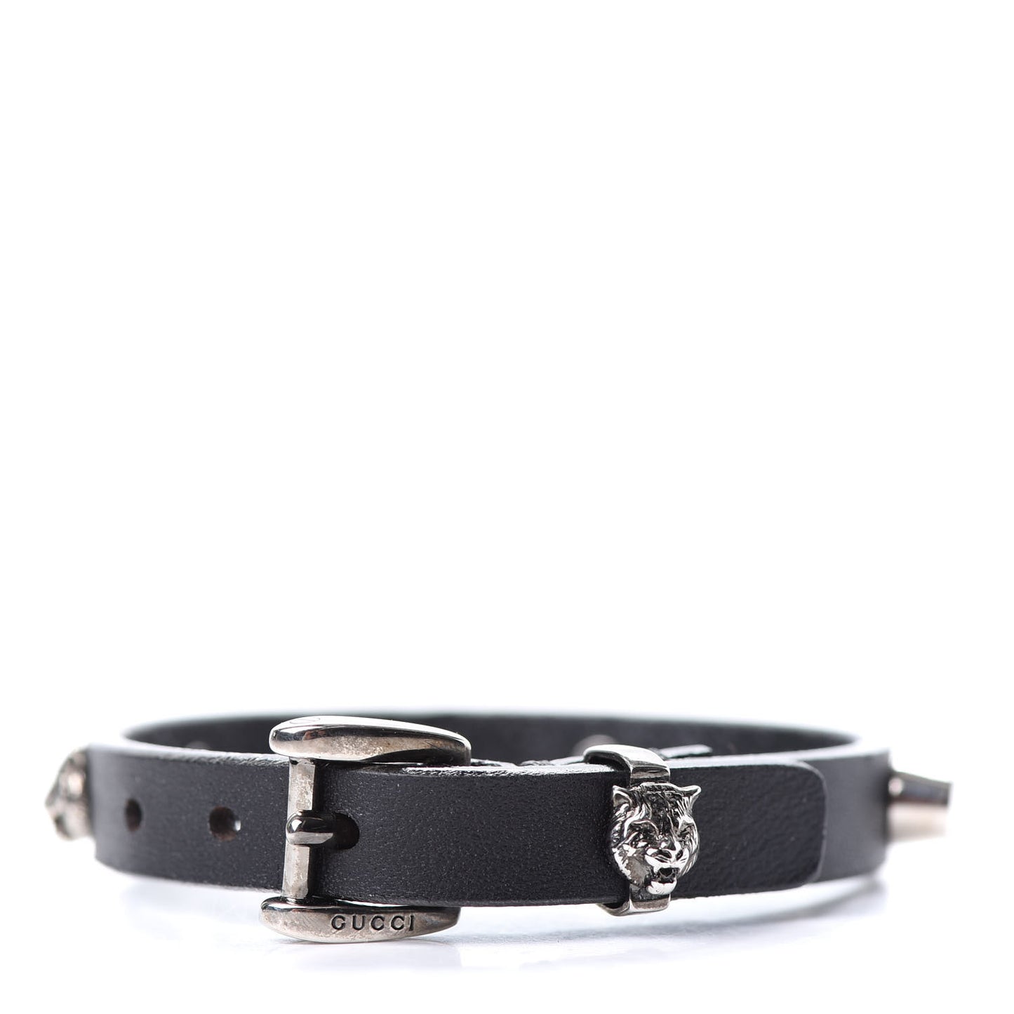 Calfskin Feline Heads Bracelet Black