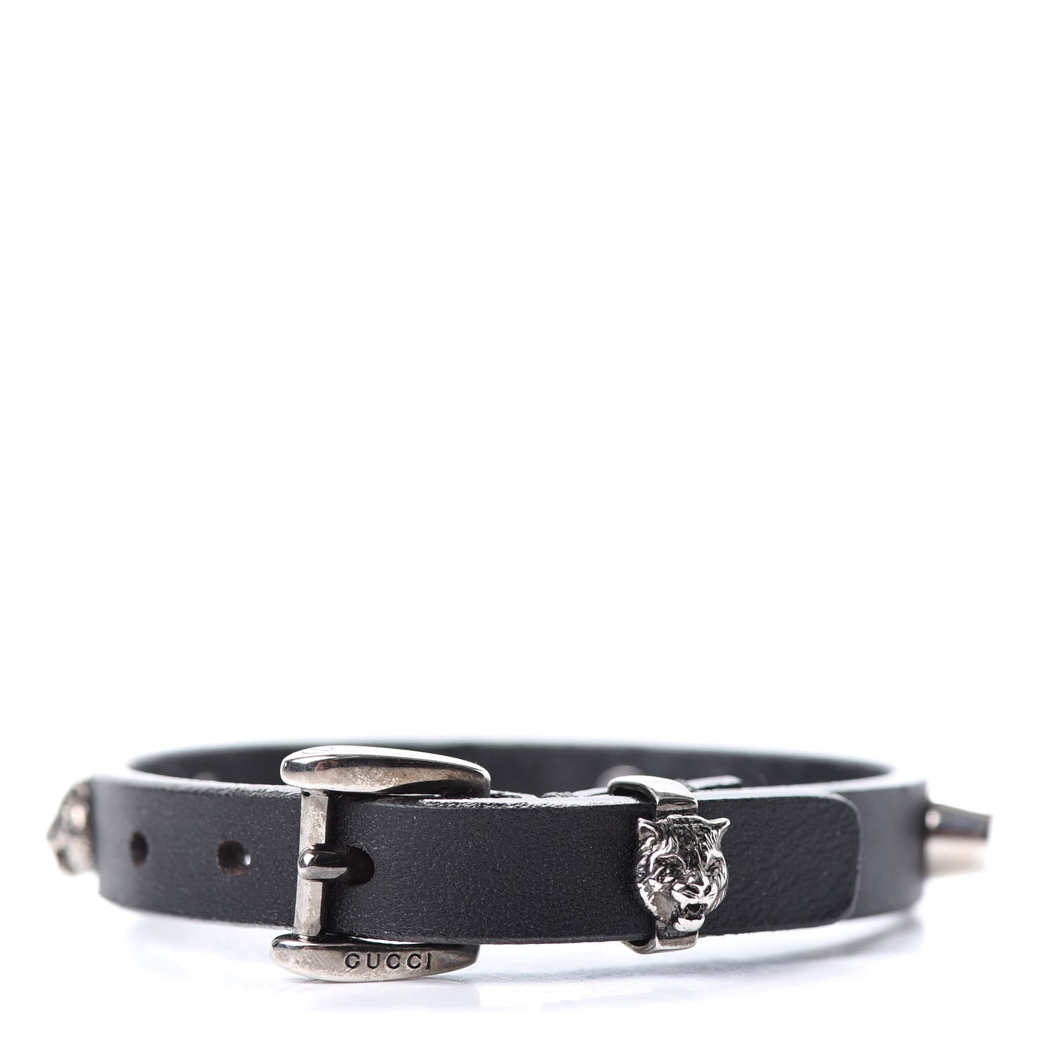 Gucci Calfskin Feline Heads Bracelet Black 3 of 5