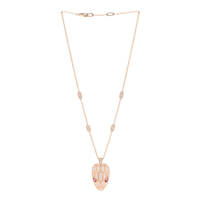 Bulgari 18K Rose Gold Diamond Rubellite Serpenti Seduttori Pendant Necklace 3 of 6