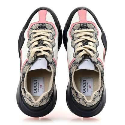 Gucci GG Supreme Monogram Mix Monogram Womens Rhyton Sneakers 36 Black Blue Wild Rose White Beige 2 of 8